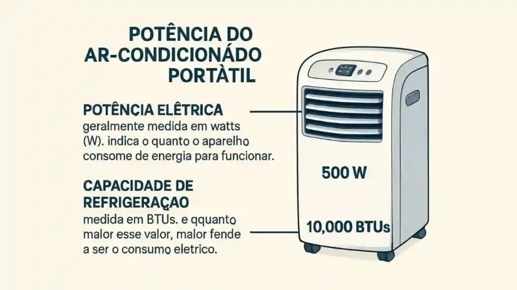 O que significa a potência do ar-condicionado portátil